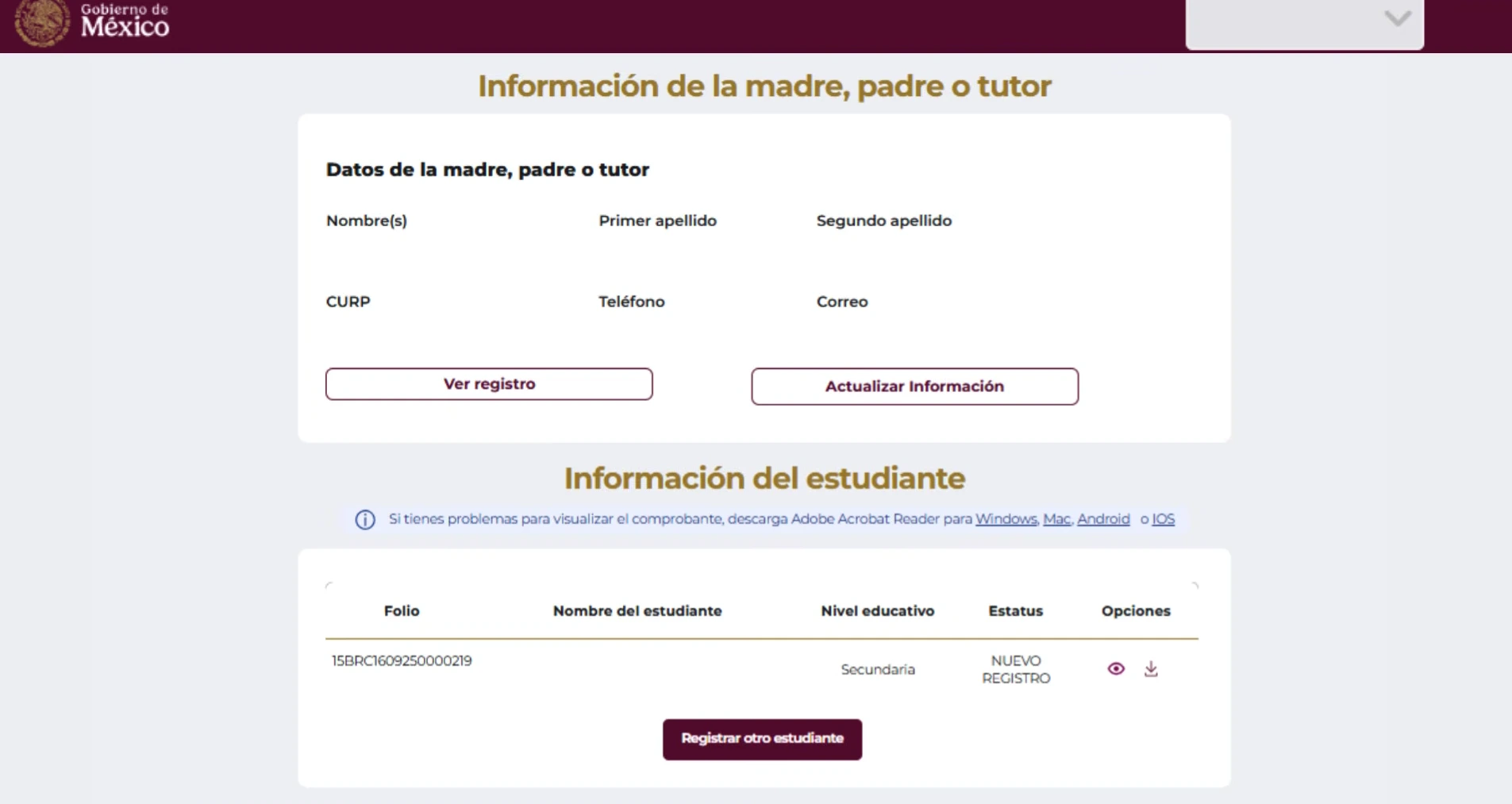 Agregar otro estudiante en la Beca Rita Cetina desde el portal oficial